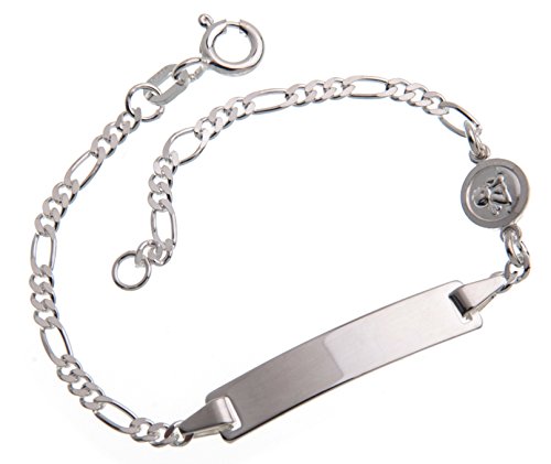 Baby-und-Kinder-ID-Armband-Engel-I-inkl-Gravur-beidseitig-und-Verpackung-925-Silber-Lnge-13cm-0