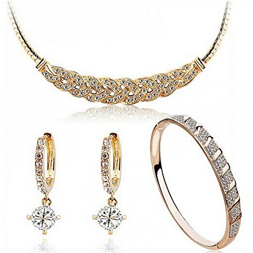 Frauen-Luxury-Waltz-Diamant-Schmuck-Set-Kristall-Halskette-Armband-OhrringeGold-0