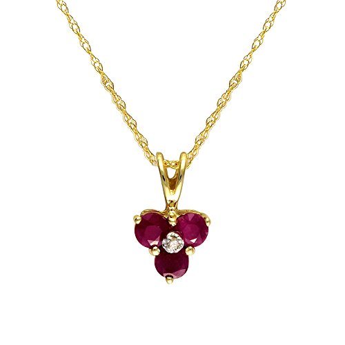 Ivy-Gems-Halskette-mit-Blumenanhnger-Gelbgold-9-Karat-375-Rubin-Diamant-46-cm-0