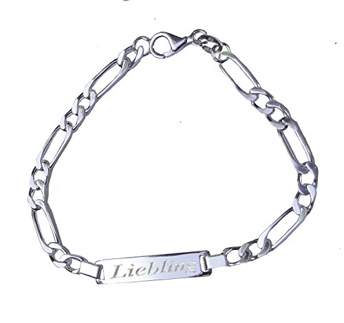 Schildarmband-Armkette-Armreif-Armband-in-Silber-925-Sterlingsilber-mit-Figarokette-und-Gravurplatte-0