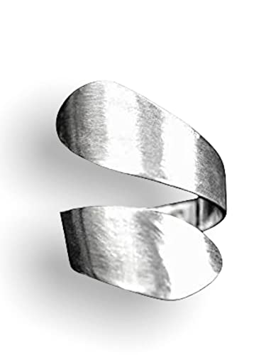MadamLili - Echtsilber Ring Damen Offen Breit - 925 Sterlingsilber - Handgebürstet Matt - Größenverstellbar - Handgefertigt - Breiter Weicher Spiralring mit Geschenkbox